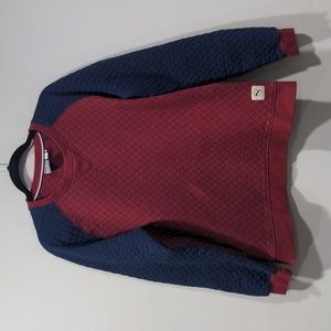 Puma Men's Golf Quilted Pullover Sweater Size Medium Navy Red Elbow Patches